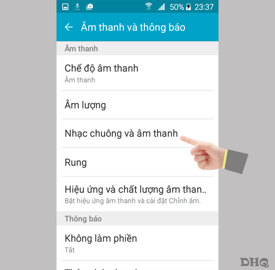 Chọn nhạc chuông và âm thanh
